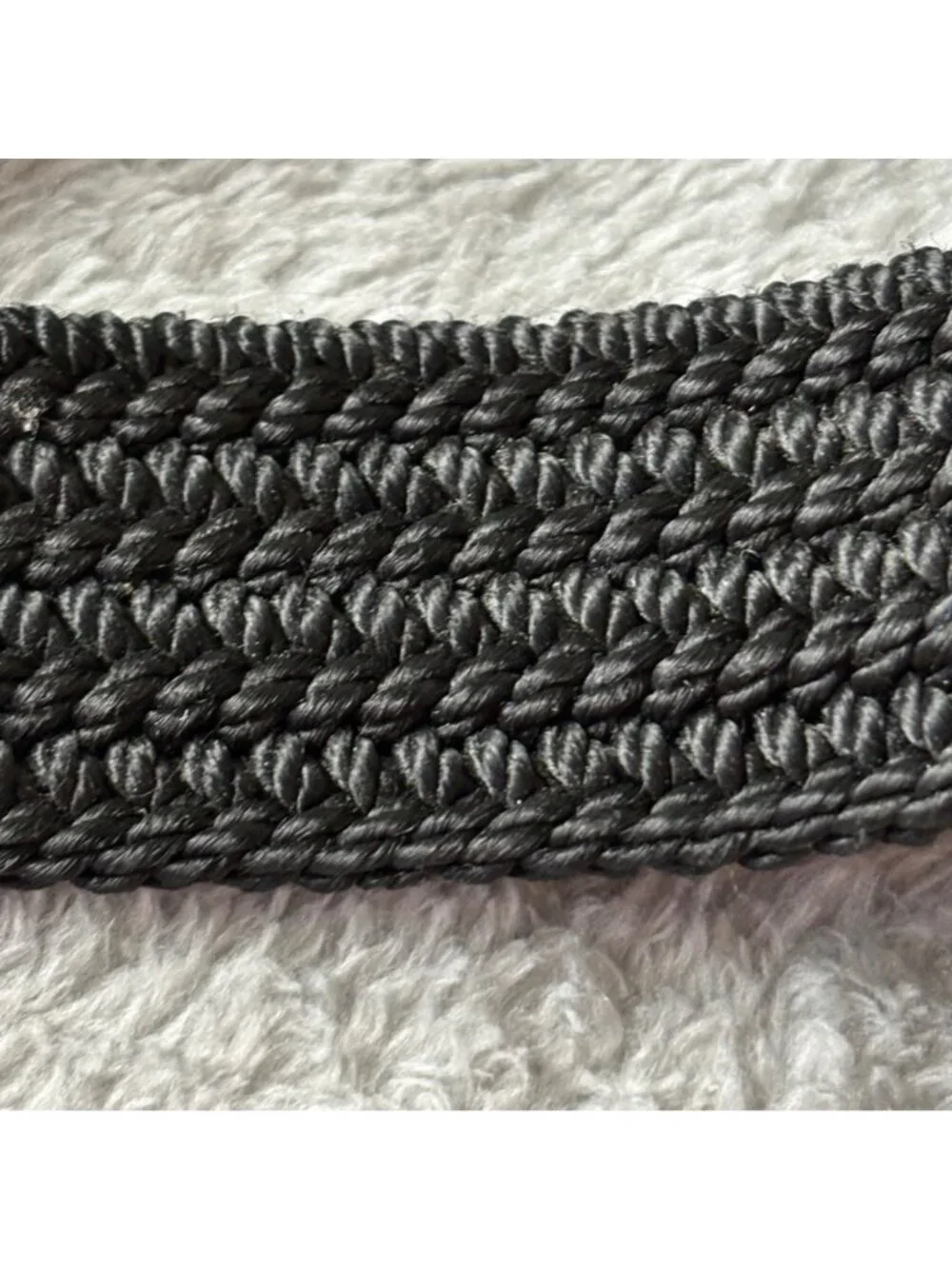 Handcrafted Black Braided Belt Silver Buckle Floral Engraving 1.5